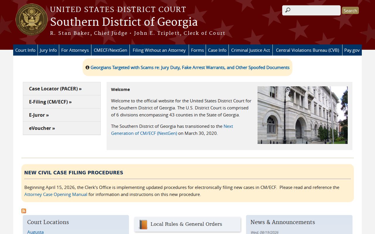 Columbia County case search Georgia federal court directory