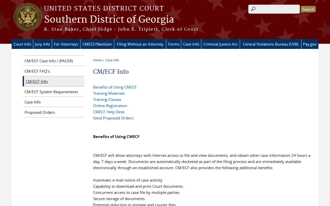 Columbia County case search CM ECF access information