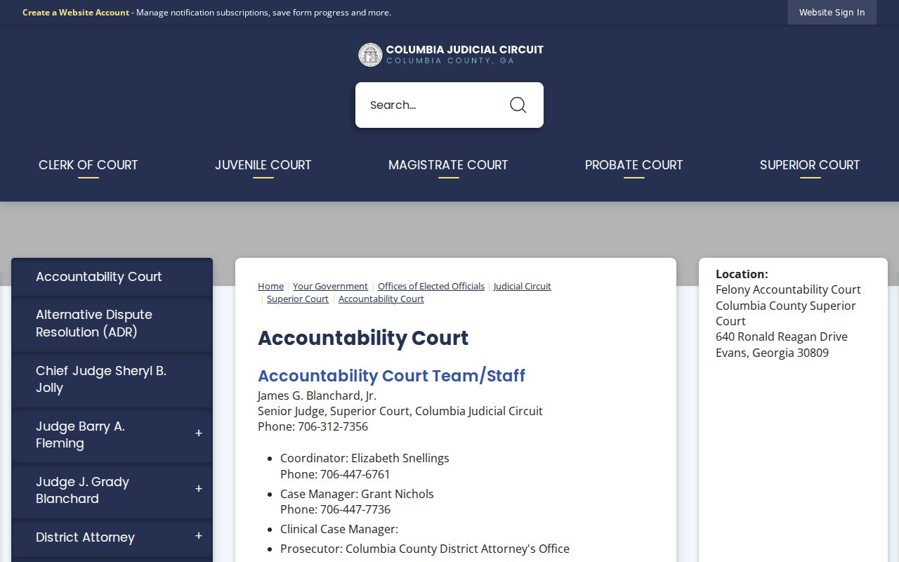 Columbia County criminal court docket Accountability Court source
