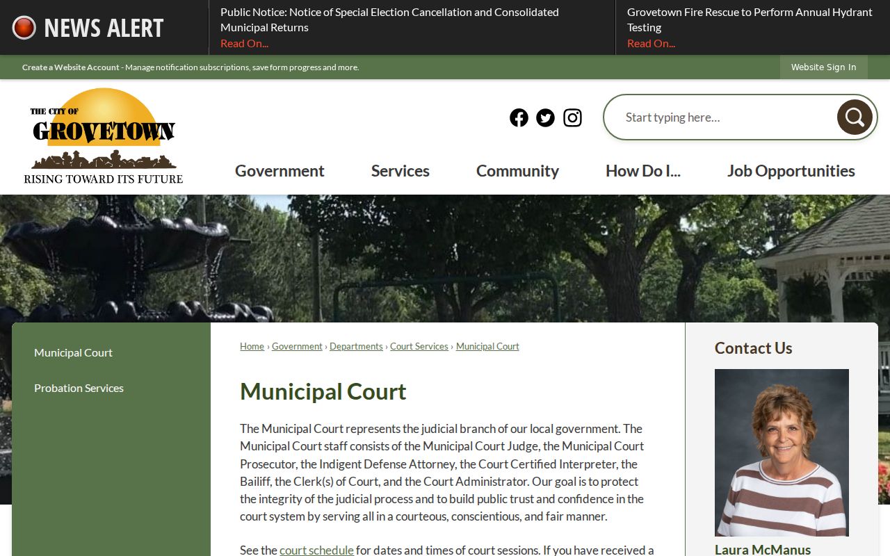Grovetown court docket municipal court office
