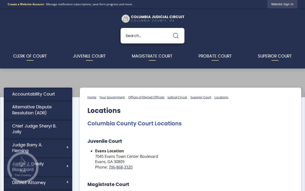Columbia County court docket courthouse locations