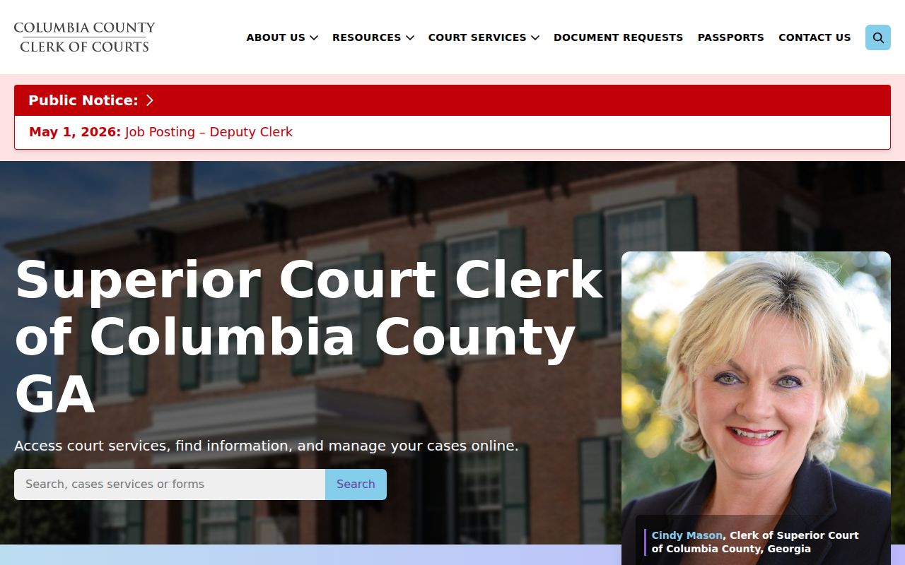 Columbia County court docket clerk office